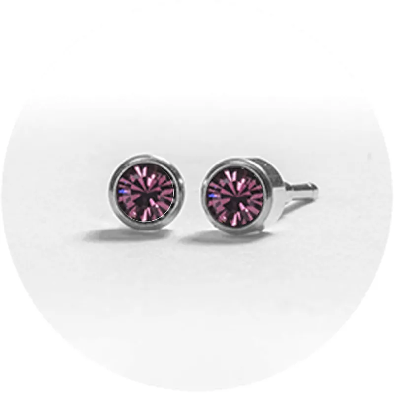 SYSTEM 2000 EAR STUDS FEBRUARY SILVER x 12