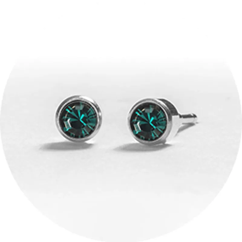 SYSTEM 2000 EAR STUDS MAY SILVER x 12