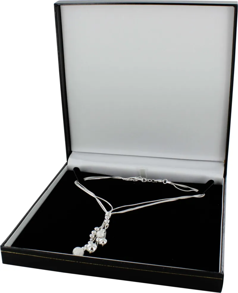 SILVER DIAMONTE NEKLET IN LEATHER BOX