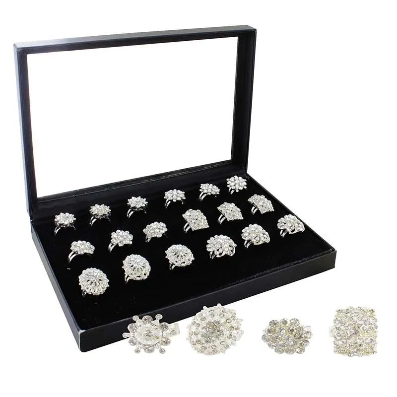 70201 CLEAR DIAMONTE RING DISPLAY x18