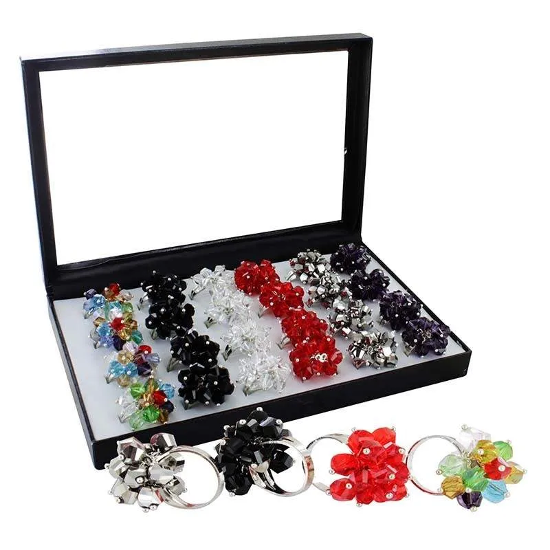 70497 COLOR beaded RING DISPLAY x24