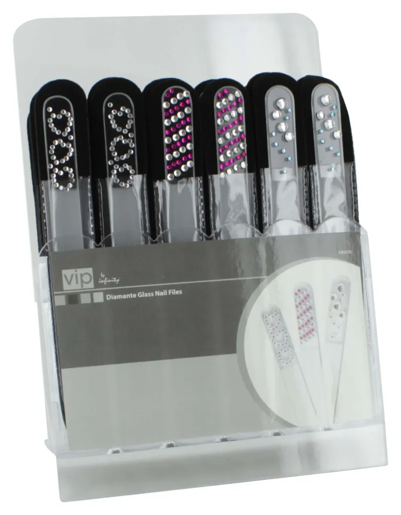 VIP CRYSTAL GLASS NAIL FILE DISPLAY x48