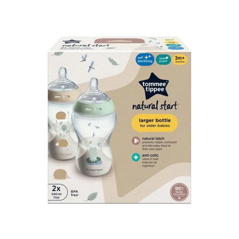 42263006 TT NATURAL START 2 PACK ANTI-COLIC BOTTLES 340ml x4