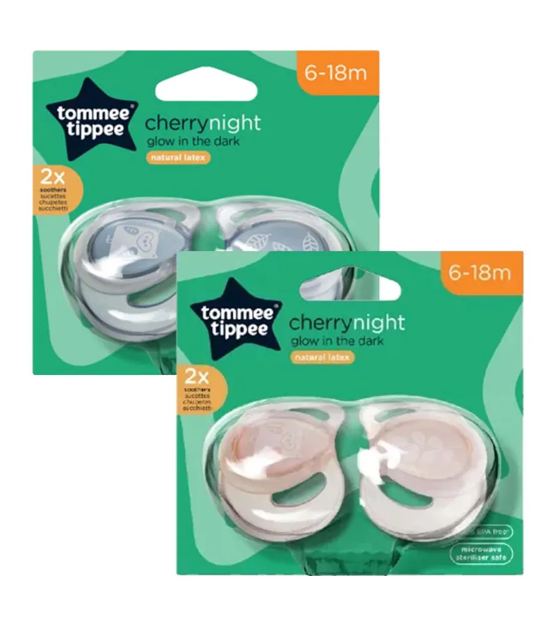 TOMMEE TIPPEE CHERRY GLOW IN DARK LATEX SOOTHERS 6-18 x4 43354801