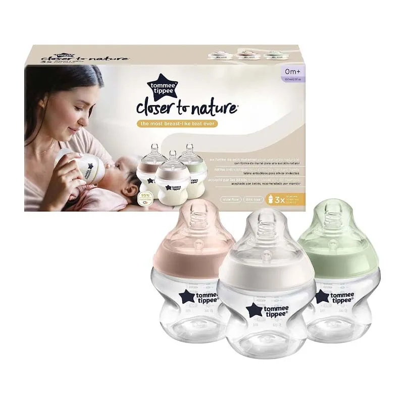 TOMMEE TIPPEE CTN 3PK BABY BOTTLES 0+ 150ML 422718